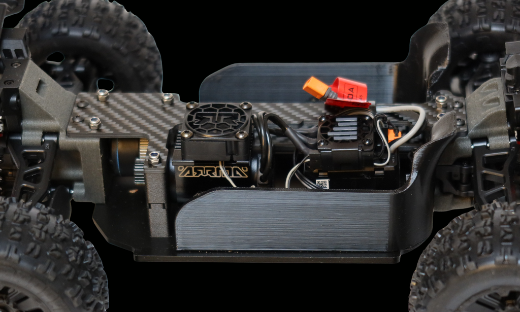 Mini Kraton Upgrade Kit close-up of chassis and brace parts