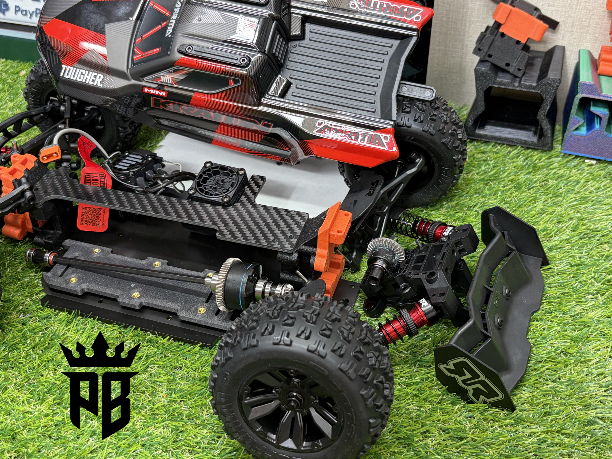 Mini Kraton upgrade kit installed on RC truck detail view