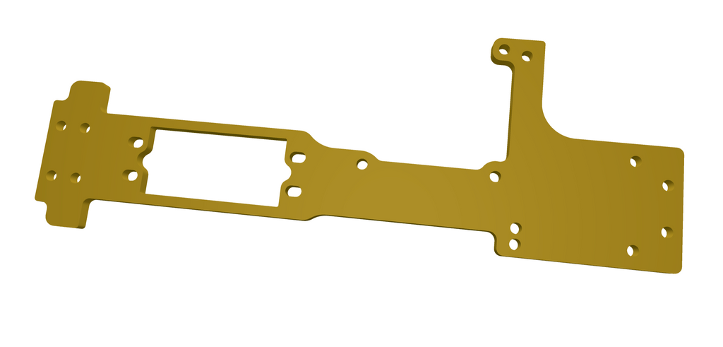 Gold Power Bee RC top support with servo mount area for custom Mini Kraton chassis